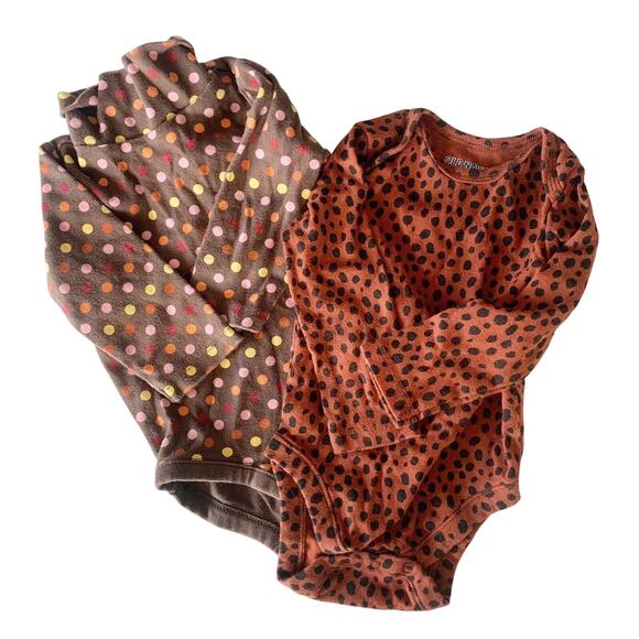 Girls Baby 6 to 12M Lot of 2 Old Navy Gymboree One Piece Brown Long Sleeve - Picture 1 of 8